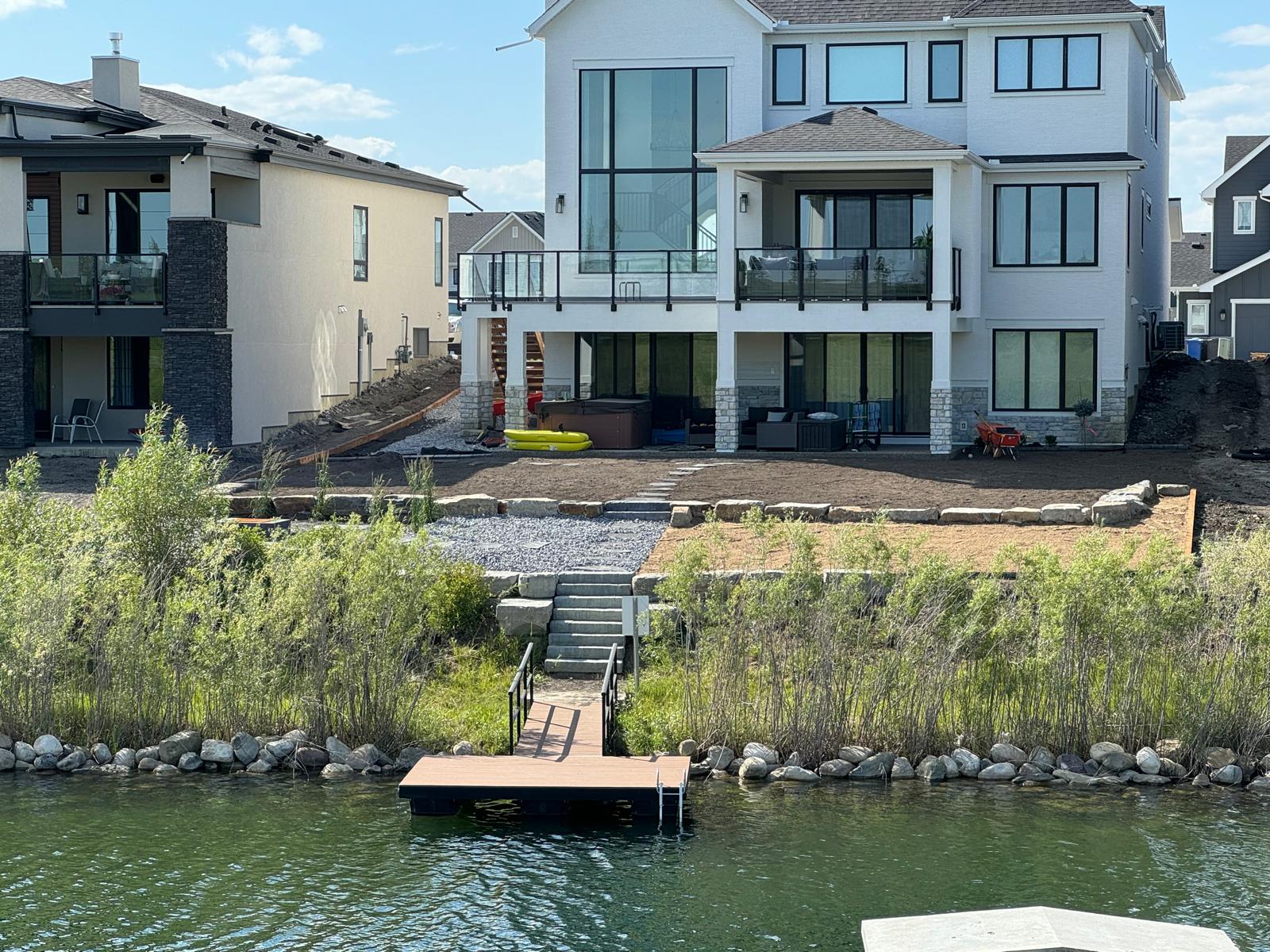 Modern lakeside home with private dock