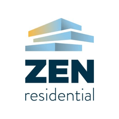 Zen Residential logo with layered roof design